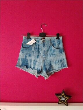 Lee High Rise Cut Off Denim Jean Shorts Acid Wash Style Size 29